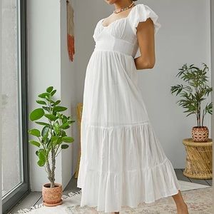 Tiered White Maxi Dress